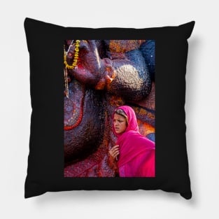 Devotee at Kala Bhairab, Kathmandu. Pillow