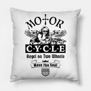 Biker T-shirt, Motor Cycle Angel on Two Wheels Pillow