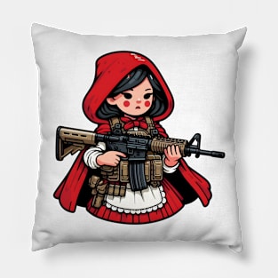 Tactical Little Red Riding Hood Adventure Tee: Where Fairytales Meet Bold Style Pillow