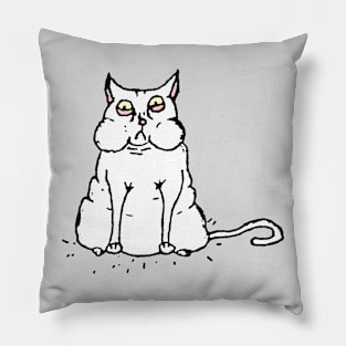 Fat Cat T-Shirt White Pillow