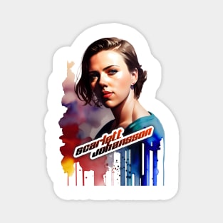 scarlett ingrid johansson watercolor hand drawing graphic design and illustration by ironpalette Magnet