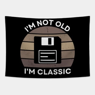 I'm not old, I'm Classic | Floppy | Sepia | Retro Hardware | Vintage Sunset | '80s '90s Video Gaming Tapestry