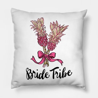 Bride Tribe Shirt Pink Pineapple Bouquet Illustration Pillow