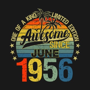 Vintage 66 Years Old June 1956 Decorations 66th Birthday T-Shirt