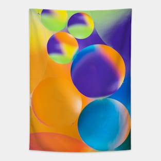 Colorful close up of oil drops in water Tapestry