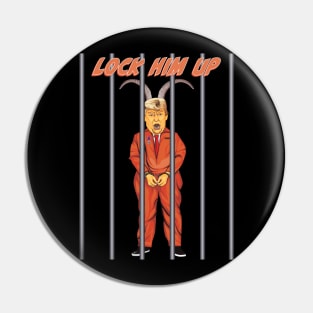 Trump with Devil Horns in Orange Prison Jumpsuit Pin