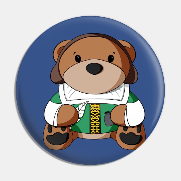 Shakespeare Teddy Bear Pin by Alisha Ober Designs