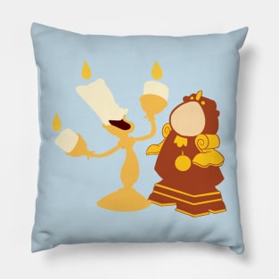 A talking clock and his singing candlestick Pillow