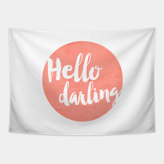 Hello Darling Coral Tapestry by allysonjohnson