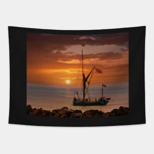 Sailing into the sunset Tapestry