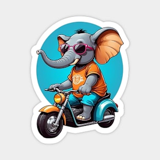 Motorbike Riding Elephant Magnet