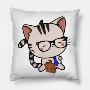 Funny cat is on the way to work Pillow