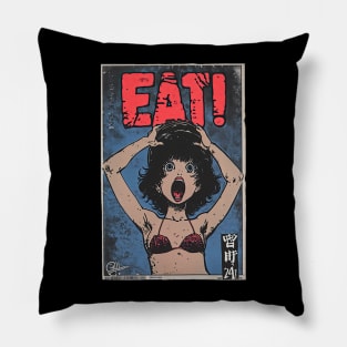 Vintage Japanese comic cover "EAT!" Pillow