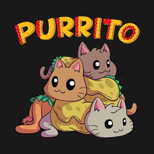 Kawaii Purrito Pyramid Funny Kitty Cat Burrito Food Lover T-Shirt