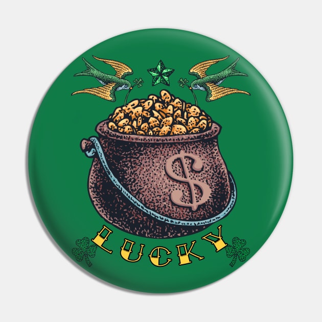 Lucky Pot Of Gold Pin by BlackRavenOath