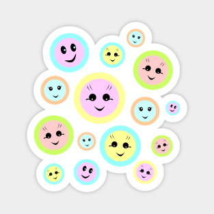 Happy smiley faces in pastel Magnet