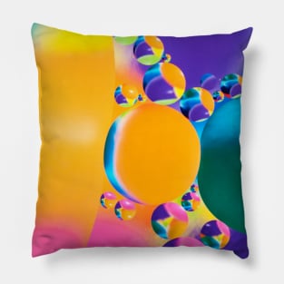 Colorful close up of oil drops in water Pillow