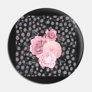 Pink Black Gothic Rose Cheetah Spots Pin