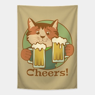 Cheers Beers Cat Tapestry