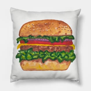 Watercolor tasty burger Pillow