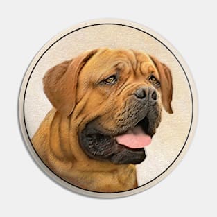 Dogue de Bordeaux Painting - Cute Original Dog Art Pin