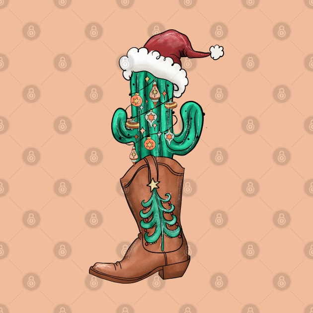 Cowboy boots, Christmas hat, Western Christmas, Howdy Christmas by JDVNart