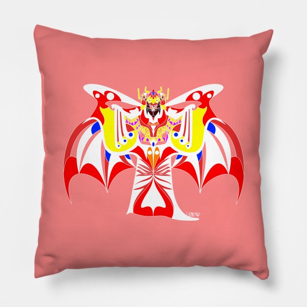 uukum soots camazots the mayan dracula vampire ecopop pattern armor warlord Pillow by jorge_lebeau