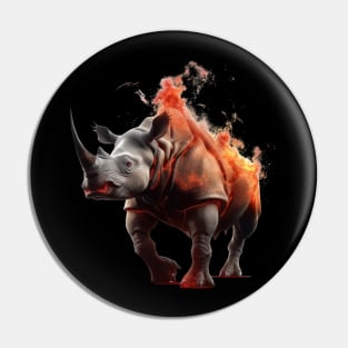 Infernal Horns: The Fiery Wrath of the Rhino Demon Pin