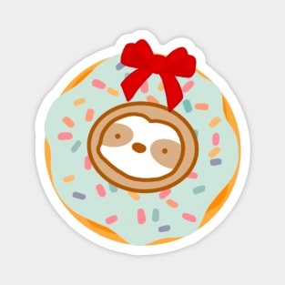 Christmas Wreath Donut Sloth Magnet