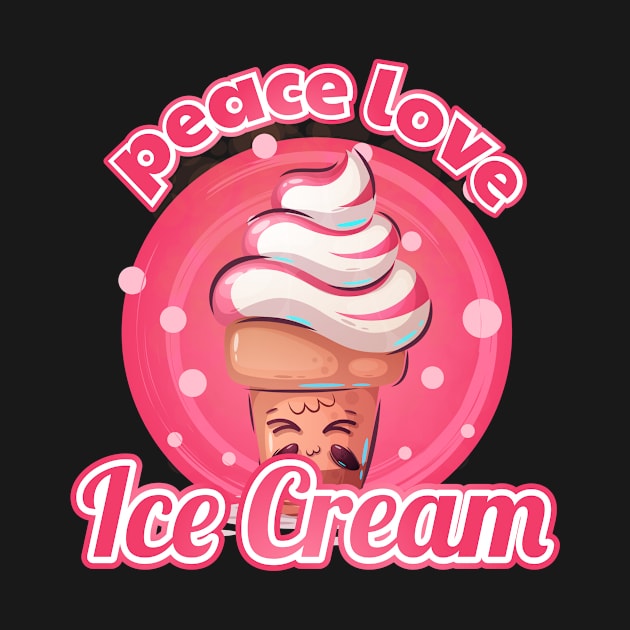 Peace Love Ice Cream Food Dessert by Rengaw Designs