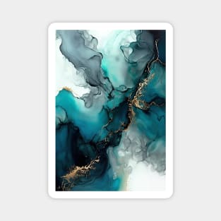 Teal Tides - Abstract Alcohol Ink Art Magnet