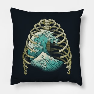 Kanagawa Wave Ribs Bones by Tobe Fonseca Pillow