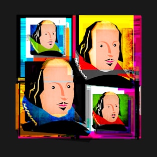 SIR WILLIAM SHAKESPEARE - COLOURFUL, POP-ART STYLE COLLAGE ILLUSTRATION, WITH DIGITAL DISTORTION T-Shirt