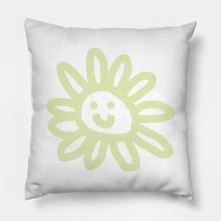 Soft Yellow Daisy Flower Smiley Face Pillow