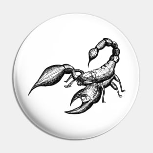 Hand drawn Scorpio - Pen & ink Pin