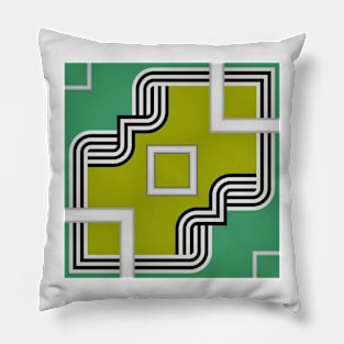 minimalist repeating green white and black design Pillow