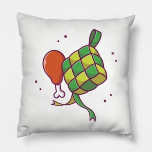 Ketupat With Fried Chicken Cartoon Pillow