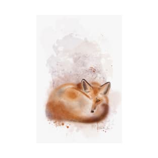 sleepy fox watercolor painting T-Shirt