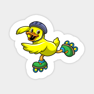 Duck as Skater with Skates & Helmet Magnet