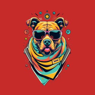 Cool Colorful Pitbull Design T-Shirt