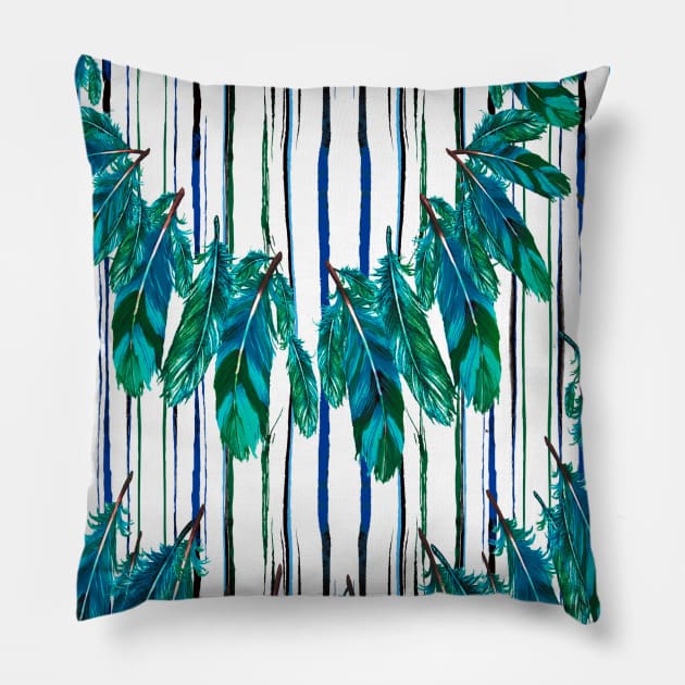 Colorful Feathers Pillow by ilhnklv