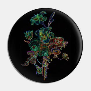 Black Panther Art - Flower Bouquet with Glowing Edges 5 Pin