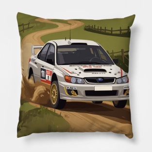 White WRX Rally Car Poster JDM Pillow