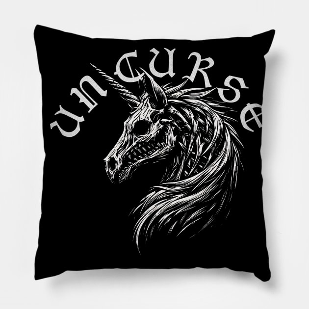 Creepy Gothic Unicorn or Unicurse? Pillow by MetalByte