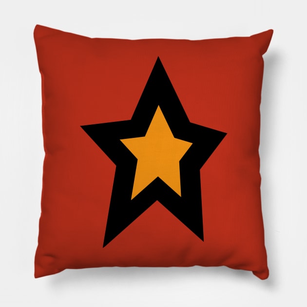 Gold Star Thick Black Line Pillow by ellenhenryart