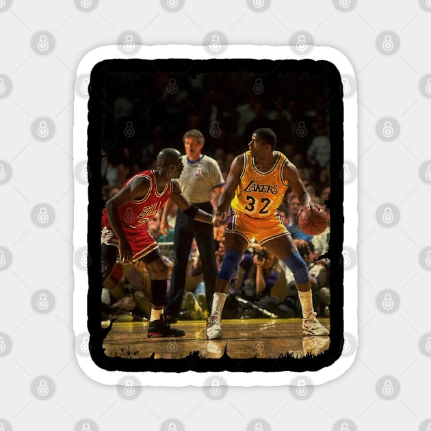 Michael Jordan vs Magic Johnson, NBA Finals Magnet by Wendyshopart