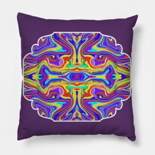 Rainbow Abstract Swirls Marbled Pattern Pillow