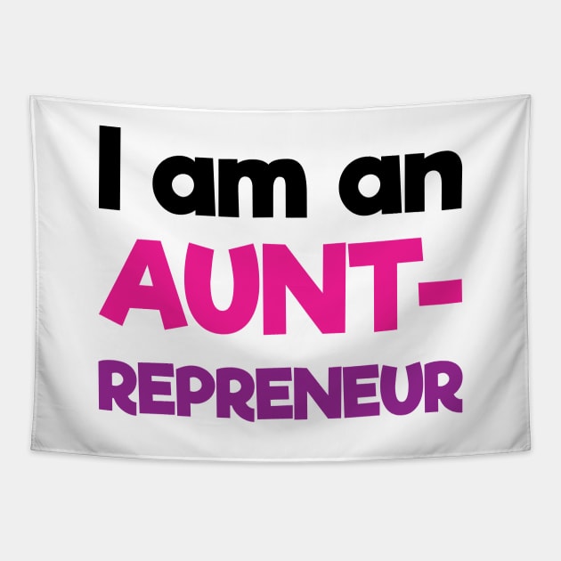 I am an Auntrepreneur | Black Pink Purple | White Tapestry by Wintre2