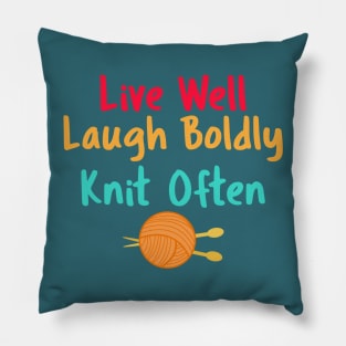 Funny Knitting T-Shirt Live, Laugh, Knit Pillow