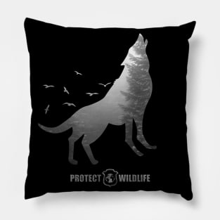 Protect Wildlife - Nature - Wolf Silhouette Pillow